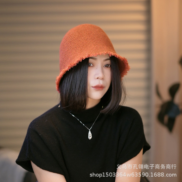 大头围遮阳帽子女2025新款复古美拉德渔夫帽日系百搭素颜毛边盆帽|undefined