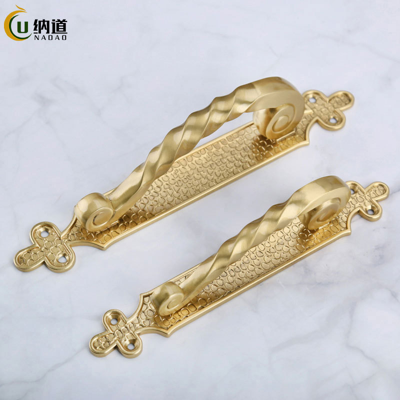 European retro exposed door handle banquet hall glass door room bedroom wooden door brass door handle