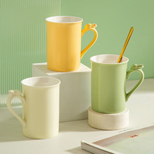 陶瓷杯马克杯哑光简约ing风咖啡杯家用高颜值兔子杯把耐高温水杯