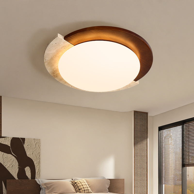 Huang Tao Stone Yao lámpara de techo silenciosa nuez habitación japonesa de color de madera sala de estudio lámpara de protección de ojos de nuez Qingyao