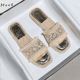 Grass woven slippers for women's summer outerwear fashion 2022 new summer outing flat bottomed one word sandals, large size 41-43