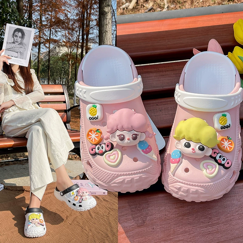 Толстая подошва контрастная детская пещерная обувь 2025 лето новый мультфильм милый толстый подошв допамин