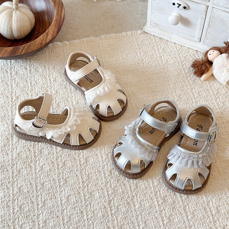 Sweet Princess Style Baby Girl's Lace Sandals Soft Sole Closed Toe Beach Sandals For Toddlers Summer New_voghion.com