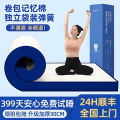 国境を越えた対外貿易のマスターモデルの青い箱の巻きは圧縮マットレスの非温感の独立したスプリングのラテックスのマットレスの卸売りを包みます。