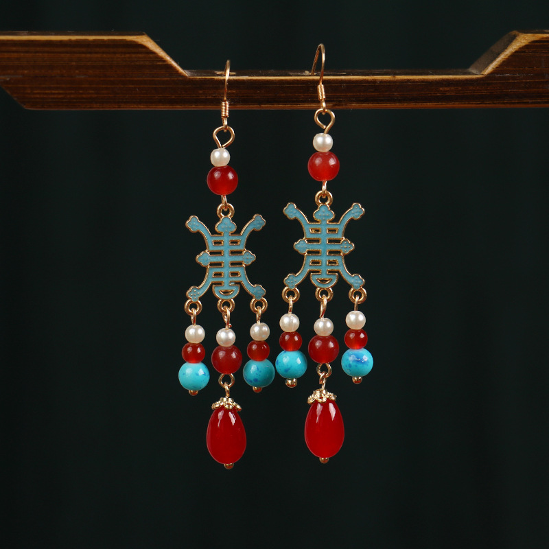 Brincos femininos borboleta com pérolas estilo chinês_voghion.com
