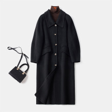 黑色双面羊绒大衣女2025春秋单排扣中长款气质羊毛呢子大衣外套潮