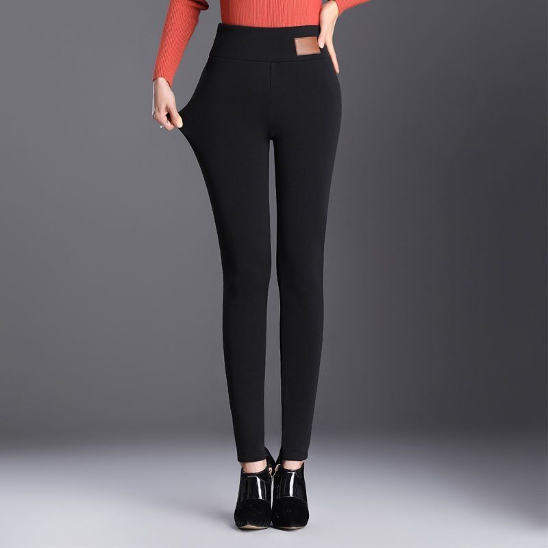 Women's Clothing Lambskin leggings outer wear plus velvet thickened mother warm small feet casual pants large size pencil pants_voghion.com