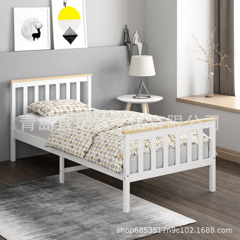 Dormitory rental house hotel simple and affordable solid wood pine bed factory direct hair bedroom furniture bed export quality