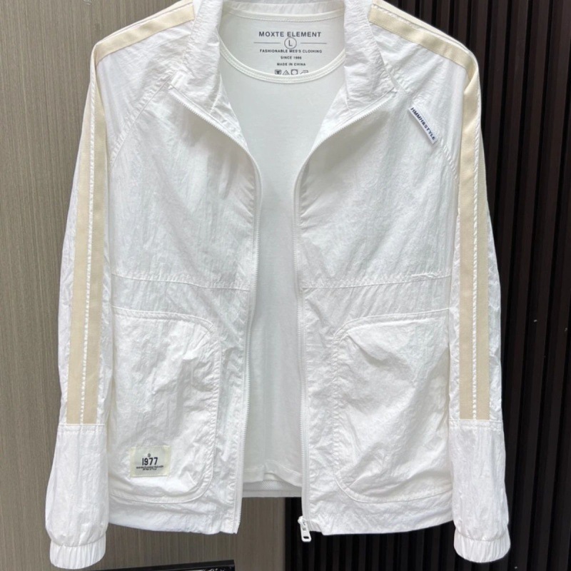 Men's Trendy White Stand-Collar Summer Thin Sun Protection Jacket Casual Baseball Jacket Stylish Coat Wholesale