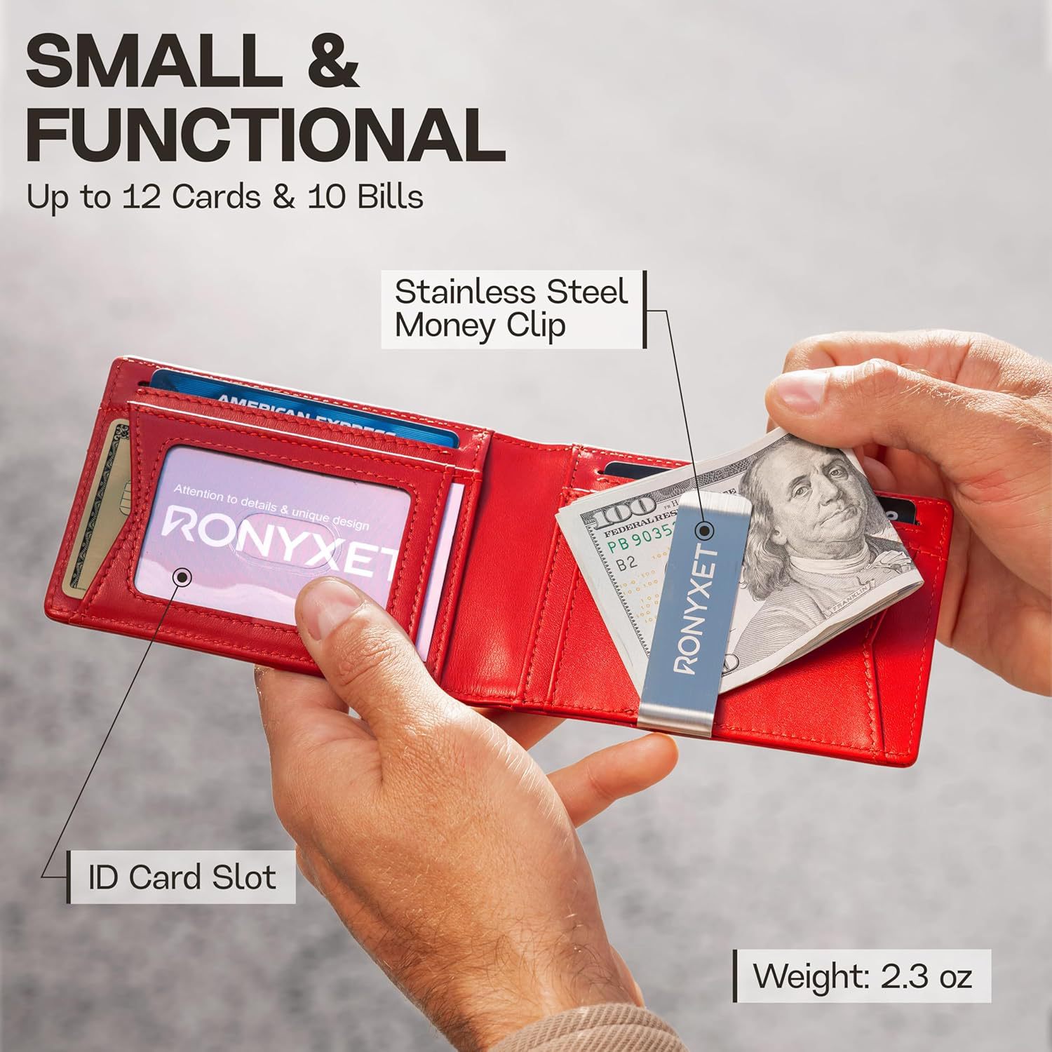 Cartera de cuero de fibra de carbono de dólar explotadora transfronteriza, cartera de cuero de hombre de alto nivel, cartera de cuero de vaca para hombres.