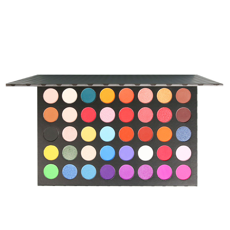 Europeo y americano 40-color negro Plaid sombra de ojos maquillaje artista especial polvo no volador de larga duración mate color tierra maquillaje sombra de ojos placa traje