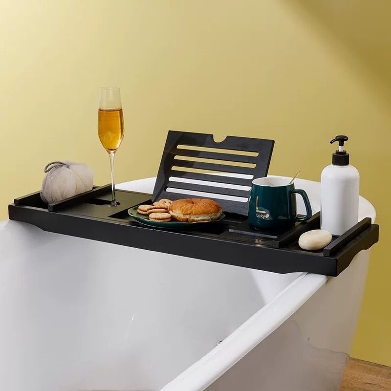 Bamboo Bath Rack Multifunctional Bath Mobile Phone Tablet Stand Bathroom Bath Bucket Bathtub Storage Bath Rack