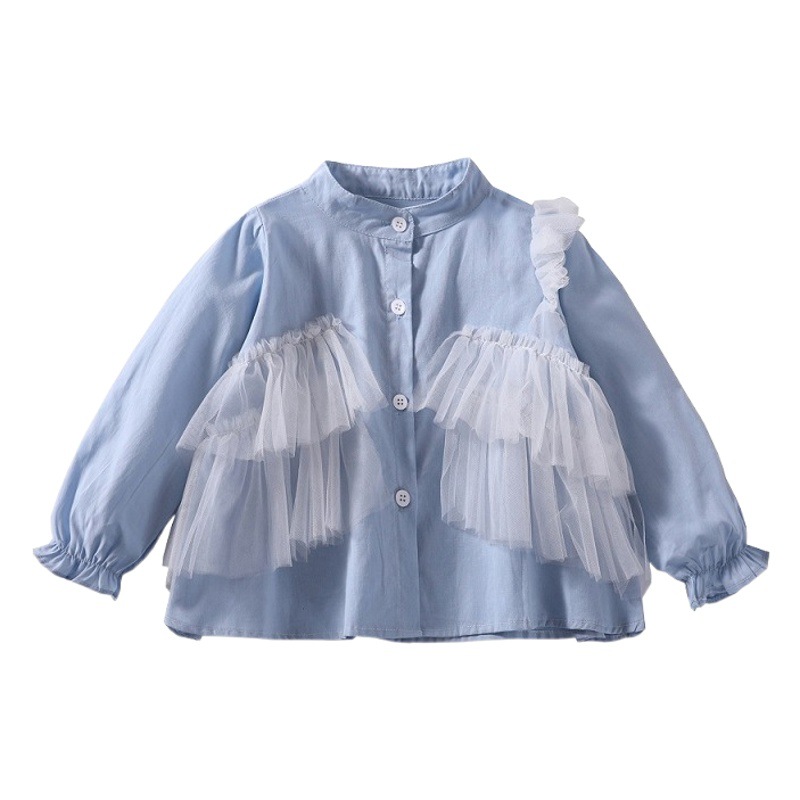 Camisa de manga larga para Niñas Ropa de primavera y otoño camisa de princesa para niñas Camisa de algodón estilo occidental para niños 2024 Nuevo