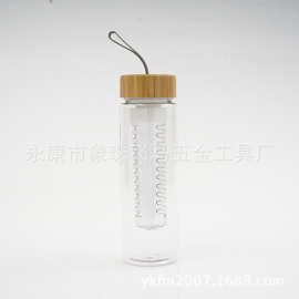 竹盖硅胶提手带滤网塑料水杯as tritan 运动水杯礼品杯