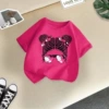 Rose red powder bow girl shirt