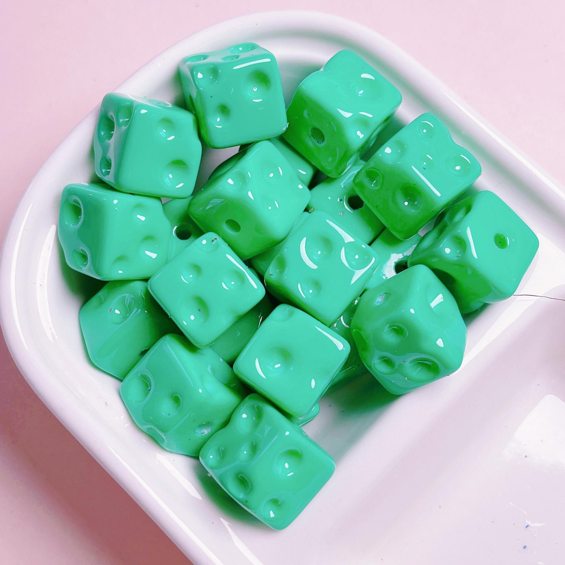 Acrílico color caramelo queso agujero recto beads diy accesorios de joyería de cadenas de teléfonos móviles colgantes de beads sueltos llaveros beads