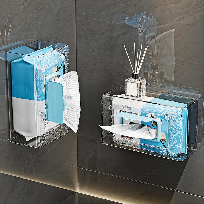 Wet Wipes Storage Box, Accessible Luxury, Punch-Free Wall-Mounted, Multi-Functional Kitchen and Bathroom Paper Box, Tissue Storage Rack