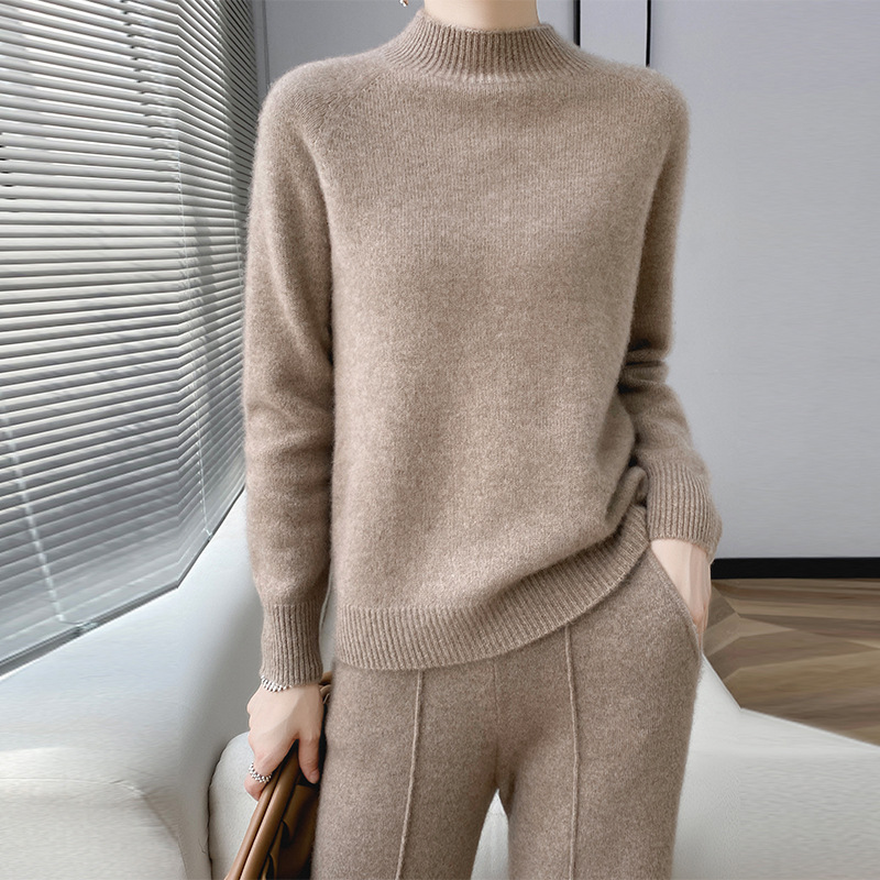 First-line Ready-made Wool Sweater Half-high Slim Simple Sweater Autumn And Winter Women's Base Knitted Sweater Cashmere Inner Top