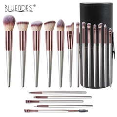 跨境亞馬遜amazon專供18支香檳色化妝刷套裝高品質實木柄美妝工具
