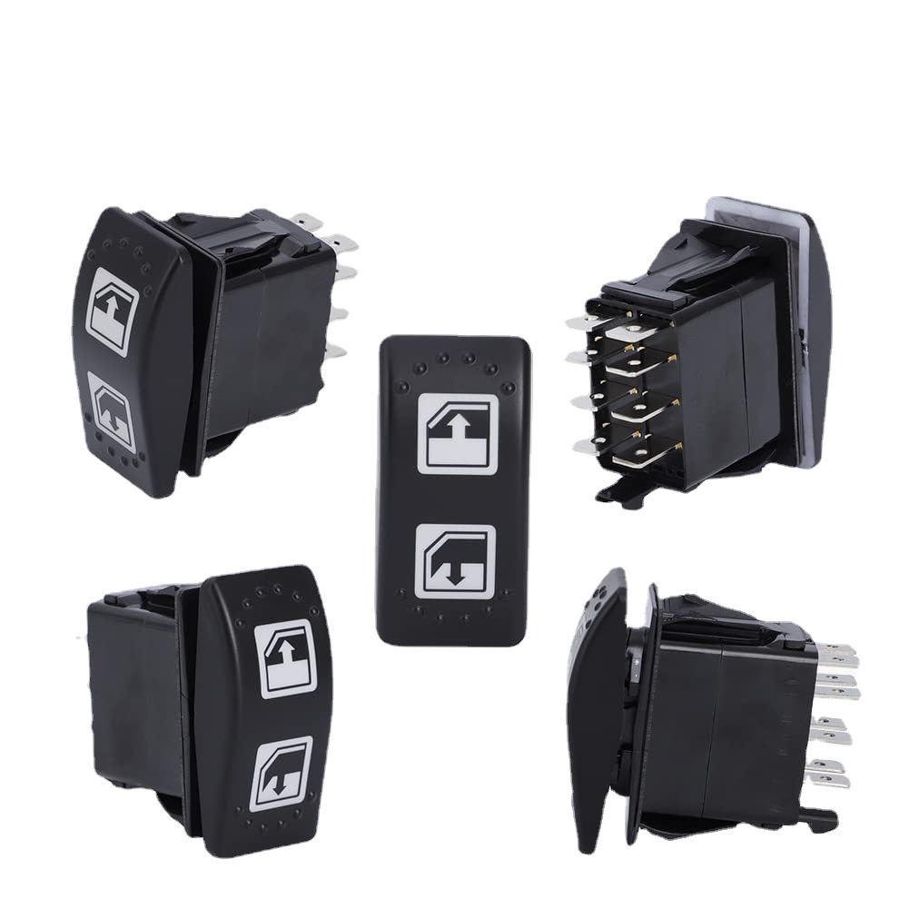 Coche yate interruptor a prueba de agua interruptor de la ventana eléctrica del conductor de la mano izquierda 8 aguja interruptor de elevación de la ventana del coche 12-24V