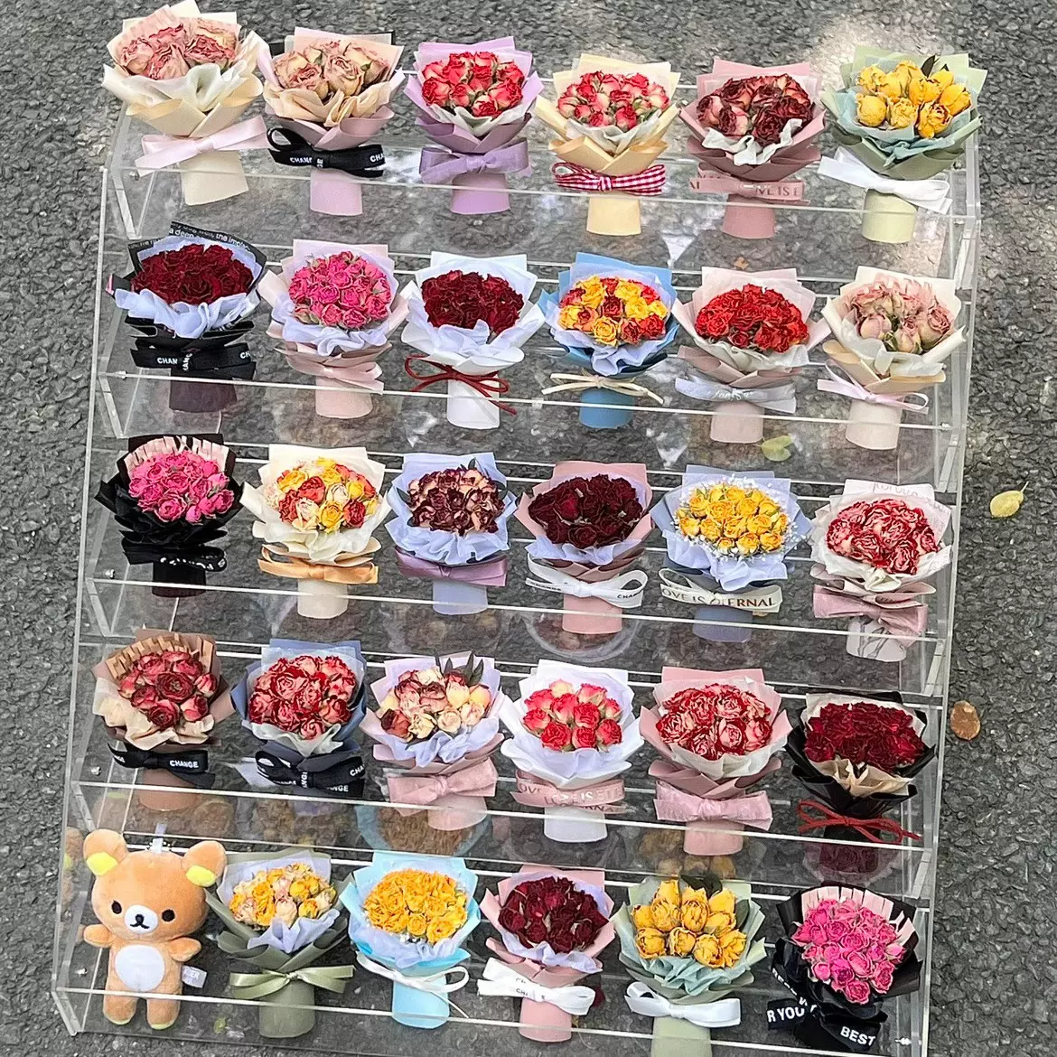 mini花束玫瑰干花迷你车载摆件情人节装饰拍摄道具见面生日伴手礼