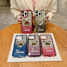 高级奢华电镀米奇适用苹果16promax手机壳iPhone15闪钻14个性13软