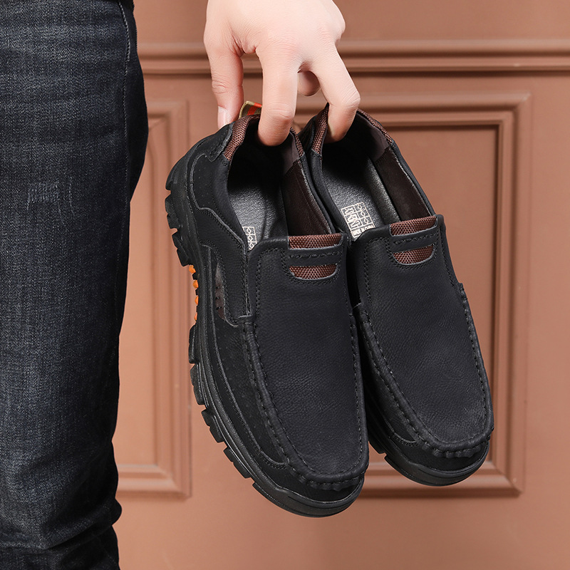 Transfronterizos Amazon zapatos de hombre de verano de alta calidad zapatos de cuero casuales de un pie zapatos Lefour antideslizantes zapatos de papá suaves
