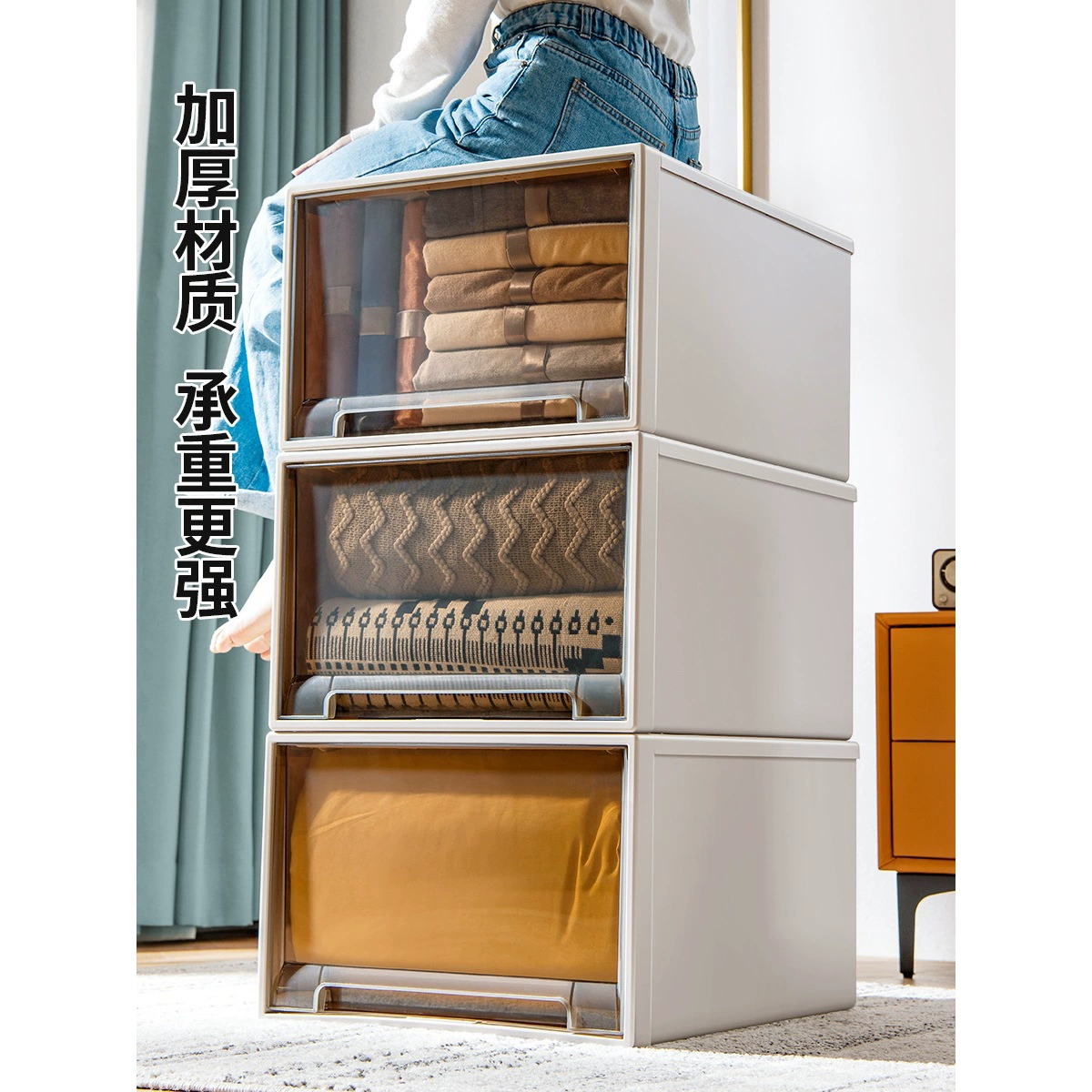 Plastic storage box, transparent storage system