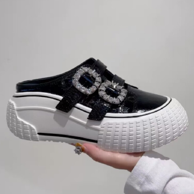 2026 Spring New Fashion Rhinestone Slip-On Mules for Women, Thick-Soled Height-Increasing Platform Sports Casual Shoes 2026 Spring New Fashion Rhinestone Slip-On Mules for Women, Thick-Soled Height-Increasing Platform Sports Casual Shoes