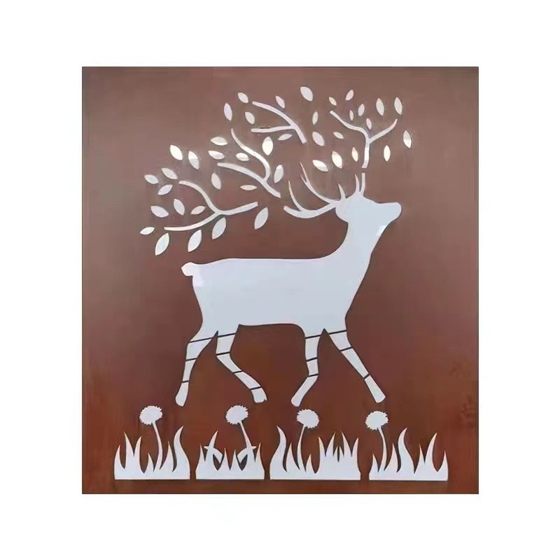 耐候钢板激光切割镂空雕刻耐候钢园林景观小区雕塑灯箱广告牌博涵