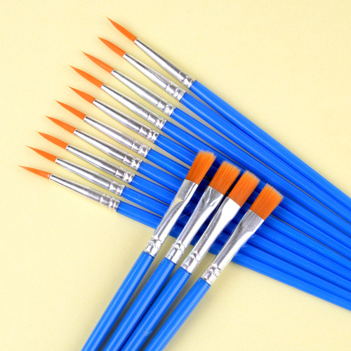 Blue rod three-pack paintbrush children's nylon hair digital oil paintbrush painted graffiti diy hook line pen gypsum pottery