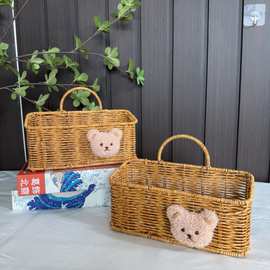 姜蒜收纳筐仿藤编织挂篮厨房生姜蒜头葱鸡蛋收纳盒花篮厨房挂篮