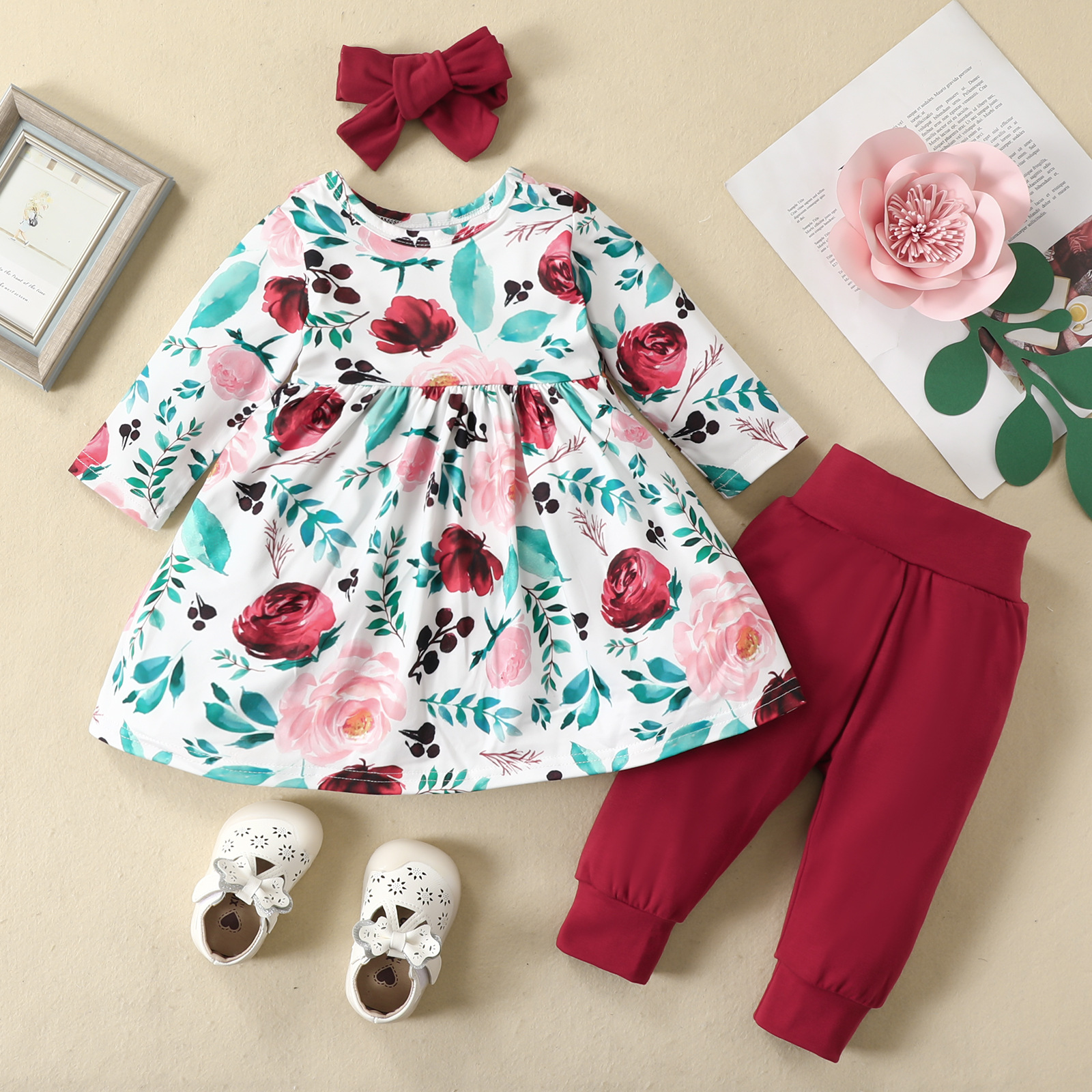 Fashion Flower Cotton Baby Clothing Sets display picture 2