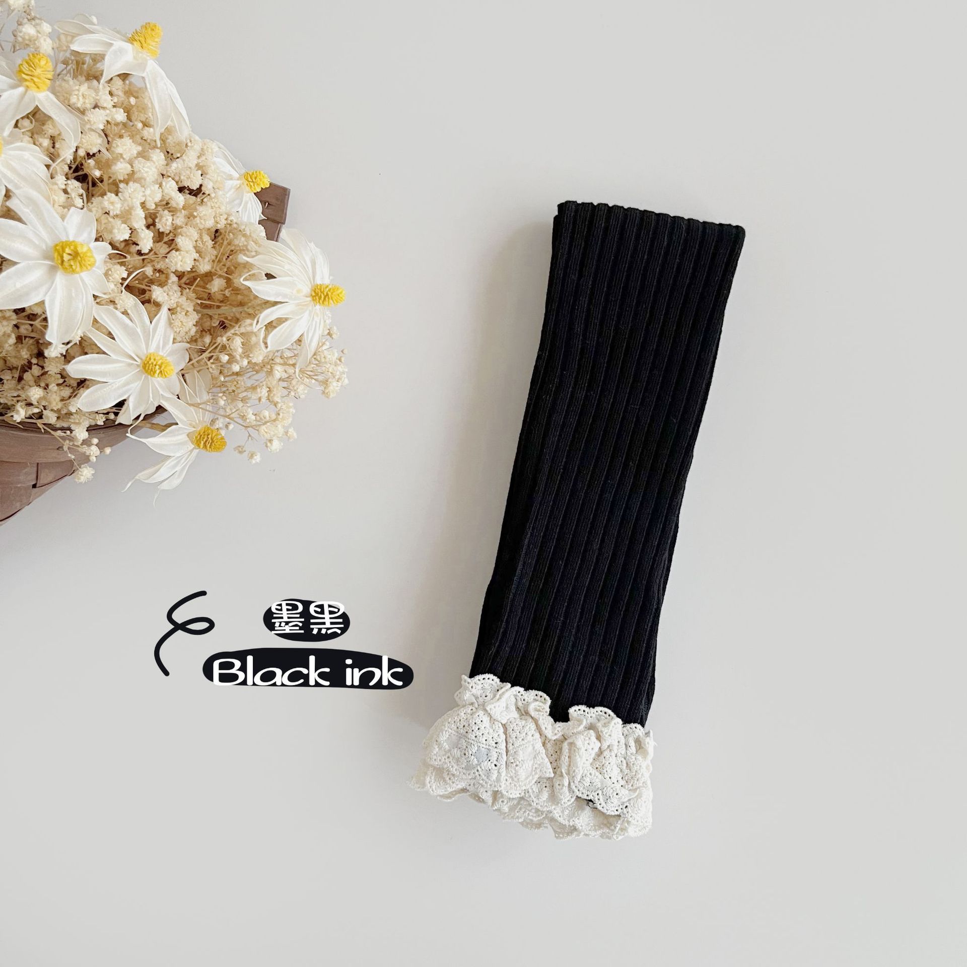 Zheng Qiqi niñas leggings de encaje de otoño pantalones de medias para niños de color sólido, pantalones de nueve puntos, leggings para bebés