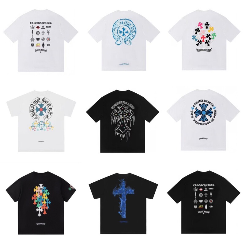 Summer New Product 25S Cross-Border Trendy Brand Palace British-Style Printed Loose Short-Sleeved T-Shirt for Men and Women in Stock