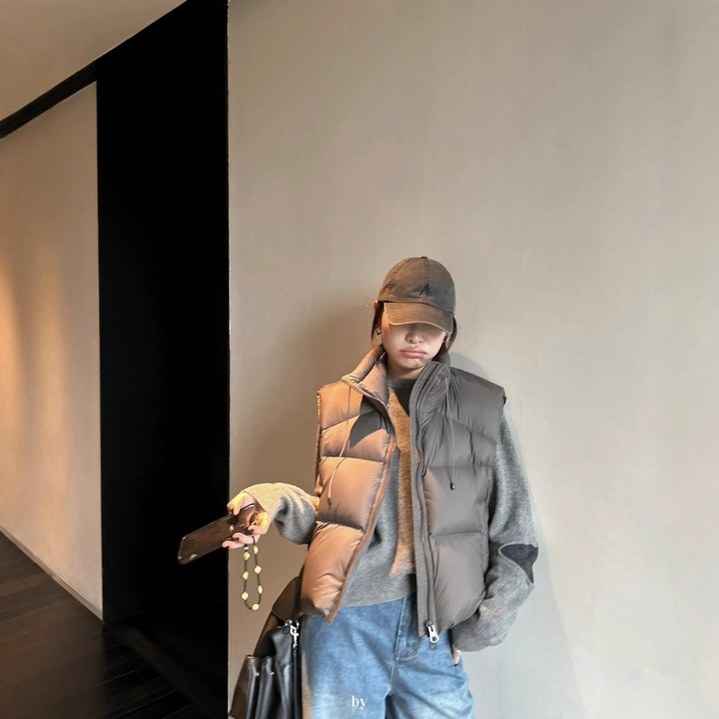 欧货加厚泡芙羽绒服女2025年新款马甲外穿坎肩立领加厚背心面包服|undefined