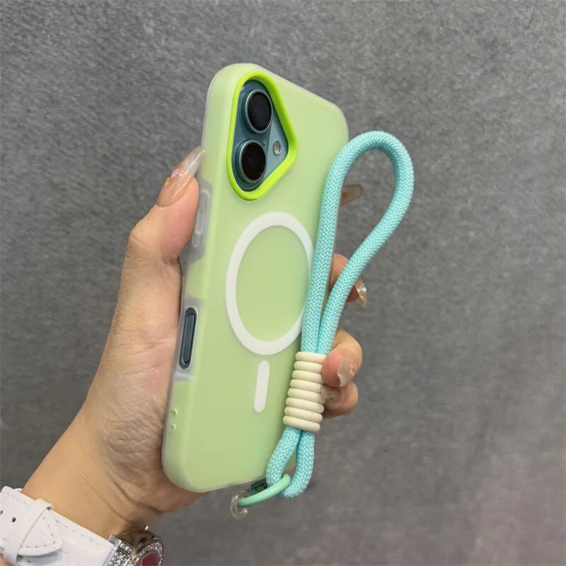 适用苹果16磁吸手机壳带挂绳手腕带iPhone15ProMax新款13全包14套|undefined