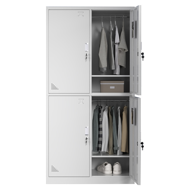Armario de hojalata armario de almacenamiento de dormitorio con cerradura empleado de fábrica dos, tres, cuatro, seis puertas, gabinete de acero de color de desmontaje y montaje de borde estrecho