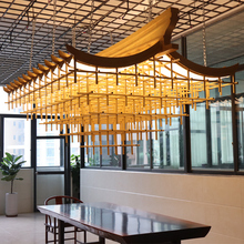 中式房子宫殿吊灯鸟巢式实木仿古建筑屋檐民宿茶室餐厅会所吧台灯