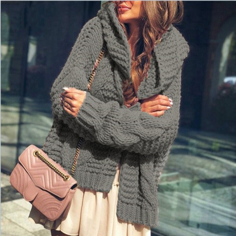 Transfronterizo europeo y americano de las mujeres de la aguja gruesa suéter de las mujeres del otoño y el invierno Nueva engrosada moda suelta chaqueta TX5051 image 15