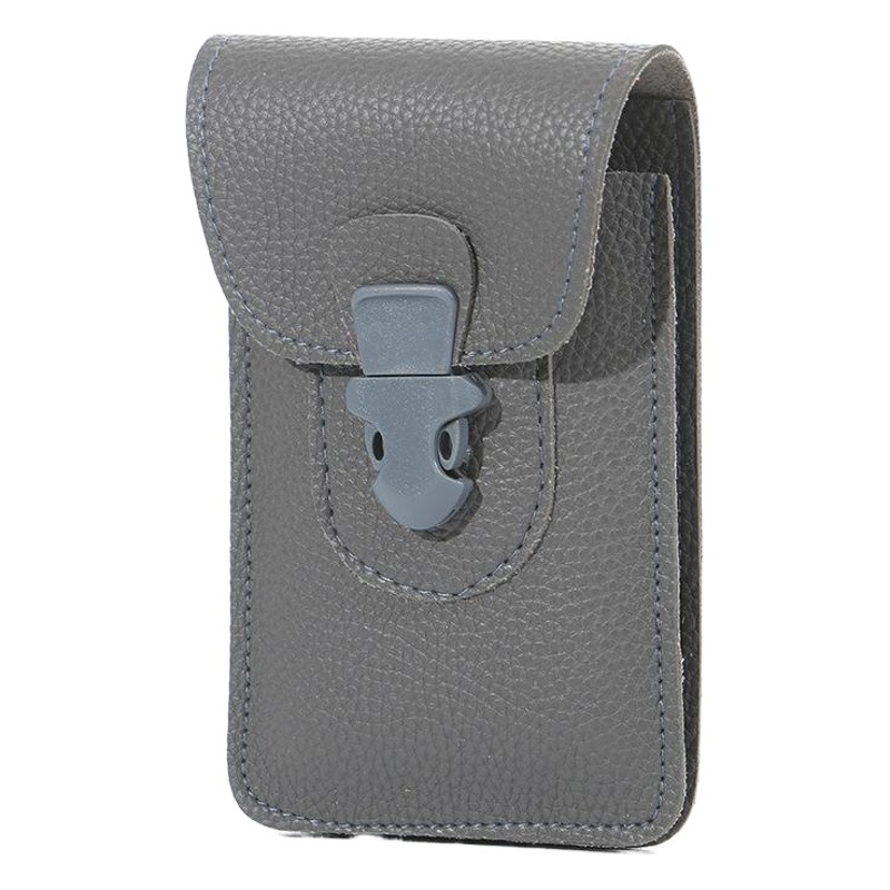 Hot Sale men's 6.5-inch mobile phone waist bag solid color PU vertical version double-layer ultra-thin mobile phone bag multi-function waist hanging bag