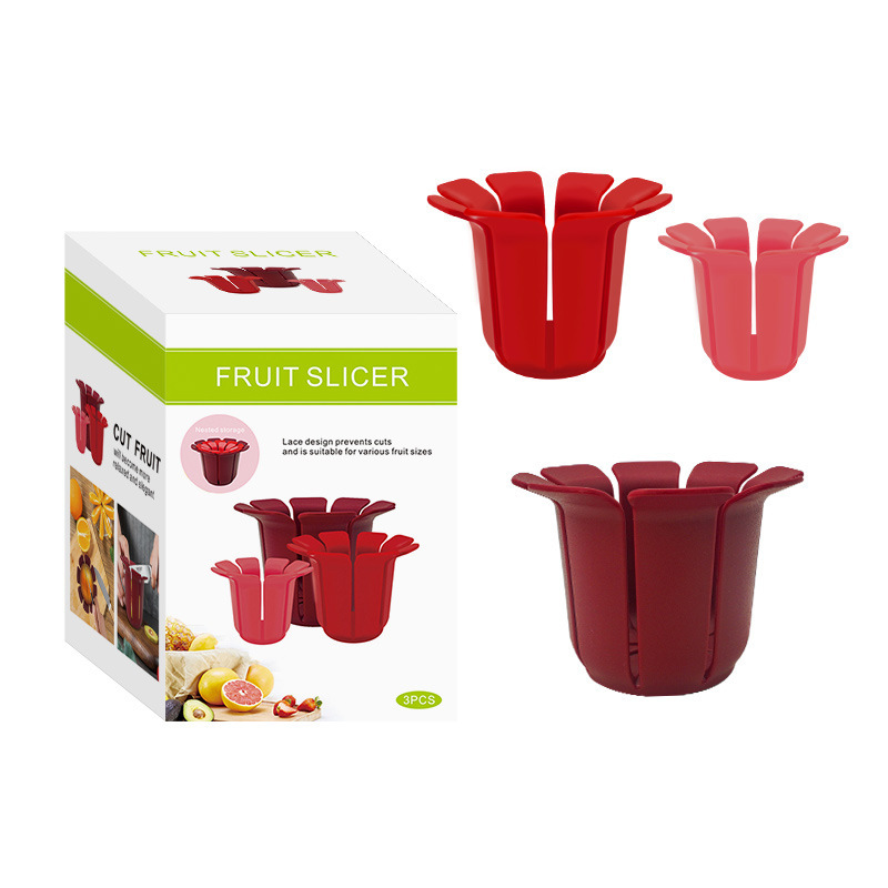跨境新品水果切片器圆形水果蔬菜均匀切八块家居厨房工具三件套|undefined