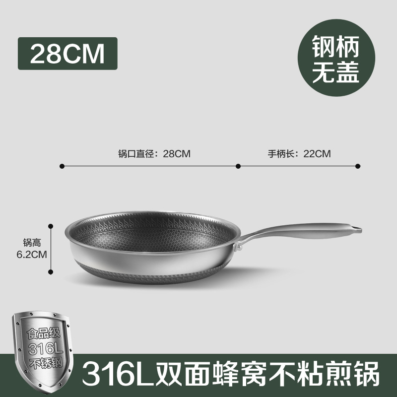 Sartén Wok Antiadherente 316L de Acero Inoxidable 304 con Coating antiadhesivo y Manejo desmontable
