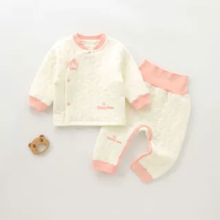 新品婴儿保暖套装拜年服夹棉冬装分体免脱宝宝衣服秋冬两件套冬季