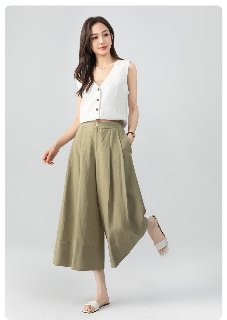 Quần culottes nữ ống rộng dáng dài chất liệu lyocell pha linen thoáng mát — B5-03=giá trị thông số Ki, (cài 3) chi tiết 22