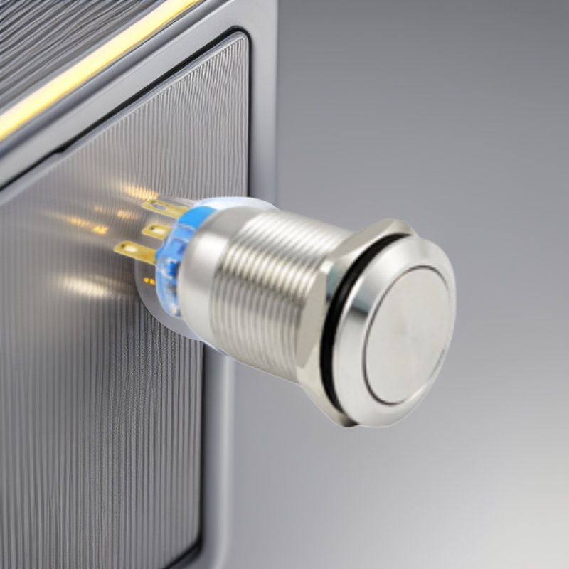 厂家供应带灯开关 防水 防尘 自锁 复位 无锁金属按钮开关