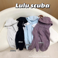 露露同款scubu 女士全拉链连帽衫秋冬加绒款休闲修身卫衣外套