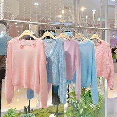 十三行秋冬新作キャンディー色ミンクカシミヤセーター十三行ブランド婦人服卸売り生放送