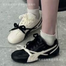 智惠鑫经典复古蝴蝶结百搭男女情侣鞋黑白休闲鞋