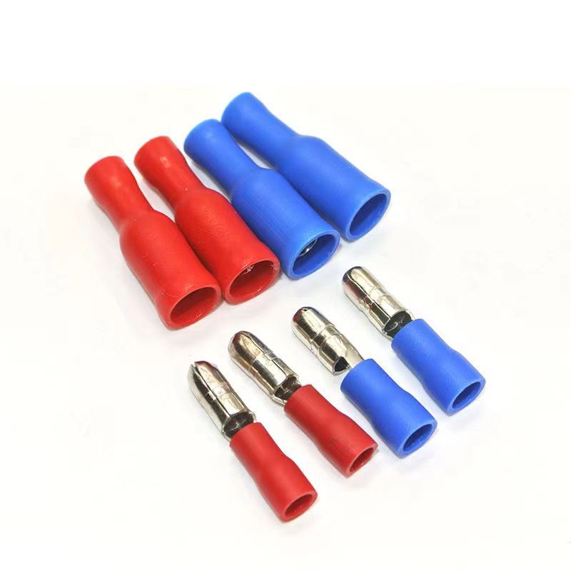 MPV/FRV子弹形公母全绝缘接头对插插簧插片冷压接线纯铜端子